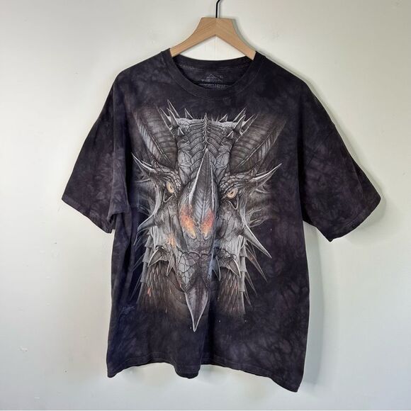 The Mountain Black and Gray Short Sleeve Tees with Dragon Design size XL - Picture 2 of 6